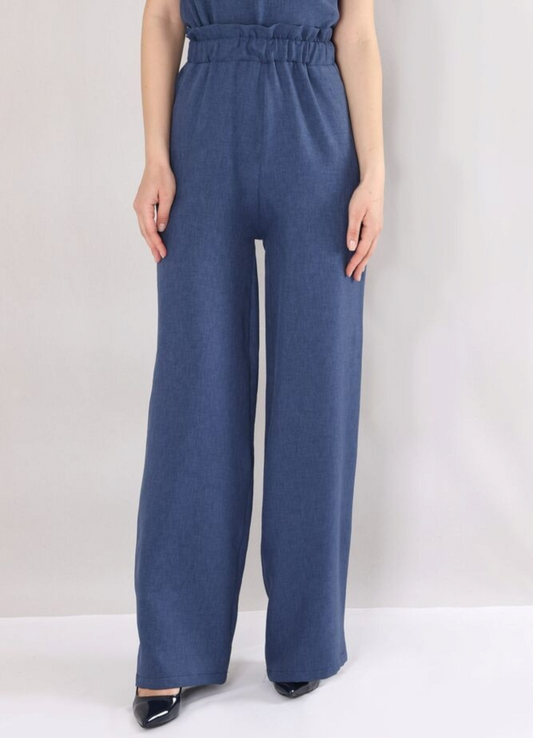 Haremshose Damen Palazzo Hose High Waist Leinenoptik - Marlene Sommerhose