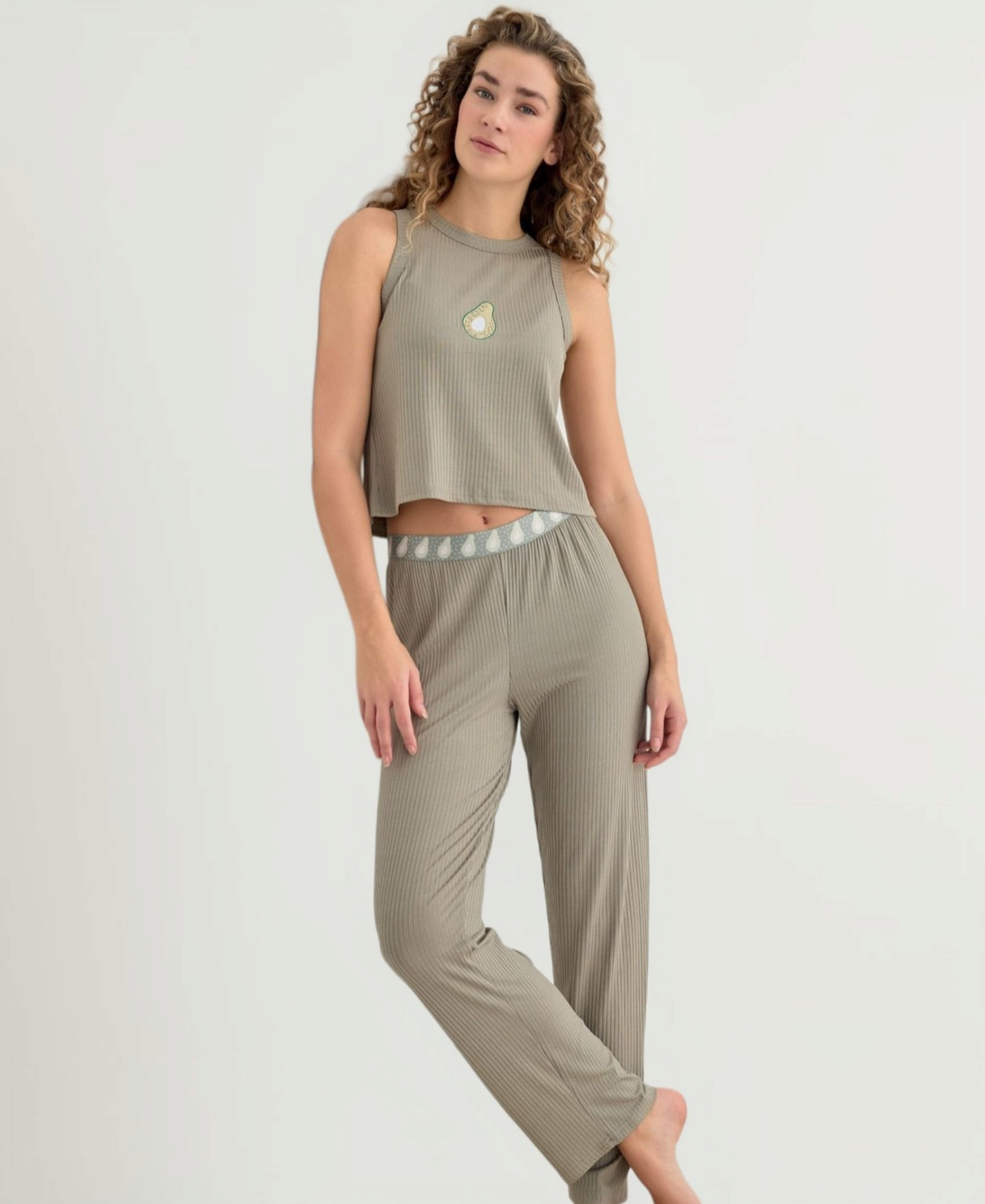 Pyjama Damen 2-teiliges Schlafanzug Set mit elastischem Bund