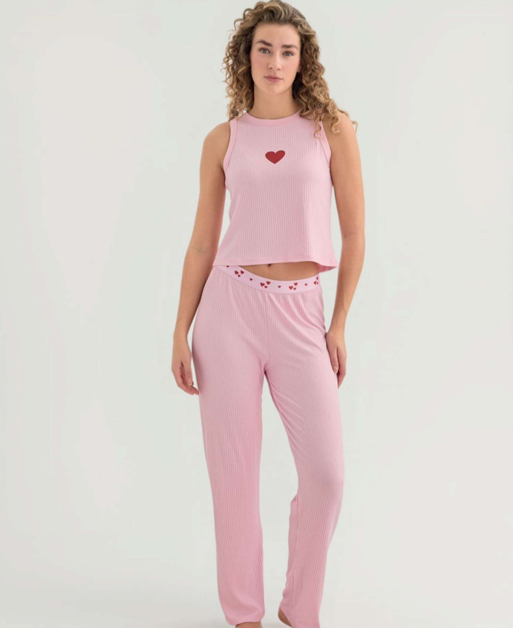 Pyjama Damen 2-teiliges Schlafanzug Set mit elastischem Bund