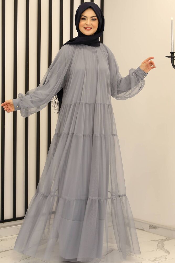 Tüllkleid Relax Abaya Abiye Damen Abendkleid Hijab Kleid Modest Fashion