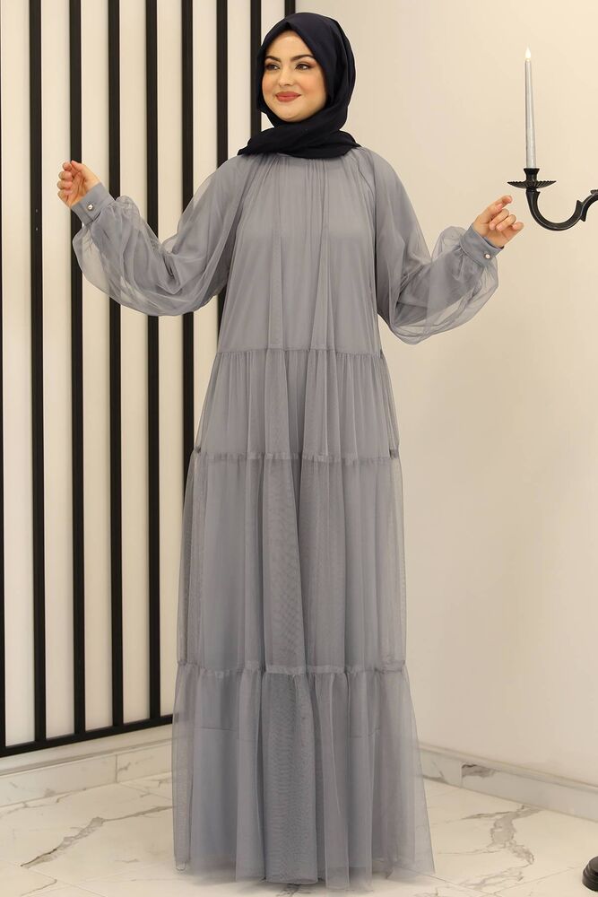 Tüllkleid Relax Abaya Abiye Damen Abendkleid Hijab Kleid Modest Fashion