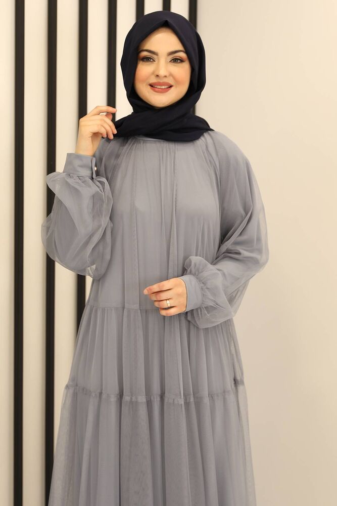 Tüllkleid Relax Abaya Abiye Damen Abendkleid Hijab Kleid Modest Fashion