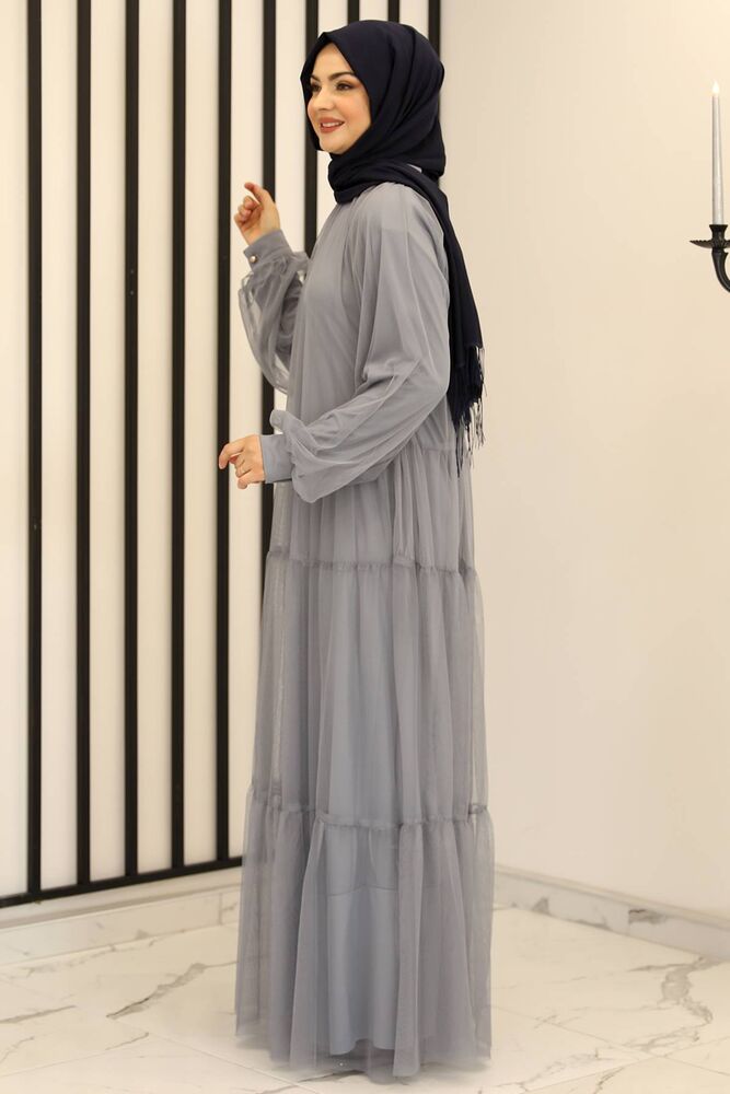 Tüllkleid Relax Abaya Abiye Damen Abendkleid Hijab Kleid Modest Fashion