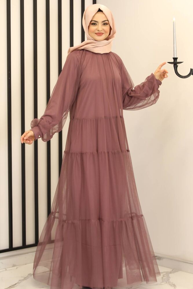 Tüllkleid Relax Abaya Abiye Damen Abendkleid Hijab Kleid Modest Fashion
