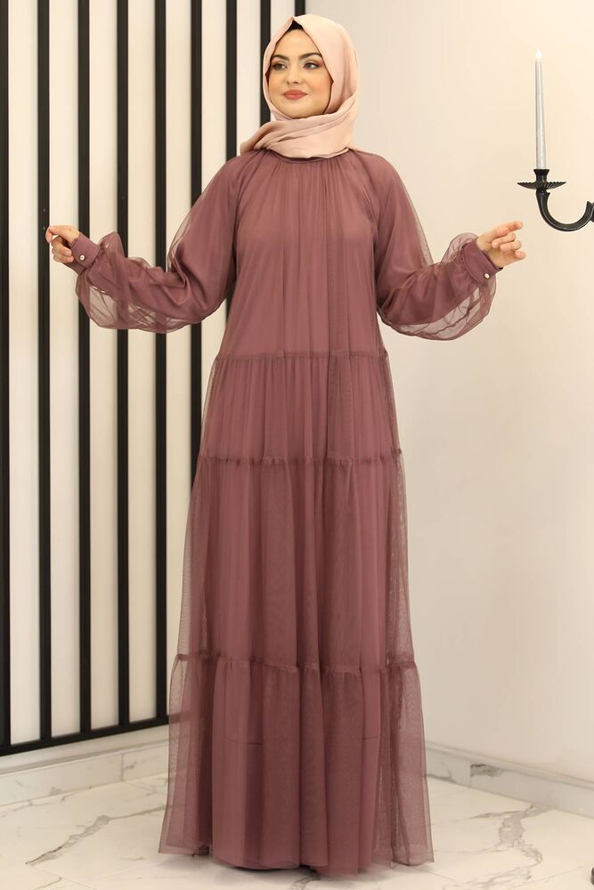 Tüllkleid Relax Abaya Abiye Damen Abendkleid Hijab Kleid Modest Fashion