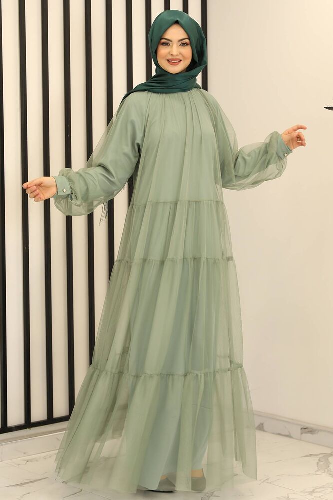 Tüllkleid Relax Abaya Abiye Damen Abendkleid Hijab Kleid Modest Fashion
