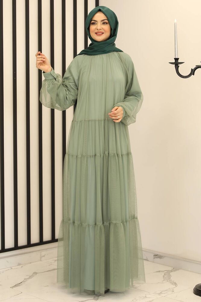 Tüllkleid Relax Abaya Abiye Damen Abendkleid Hijab Kleid Modest Fashion