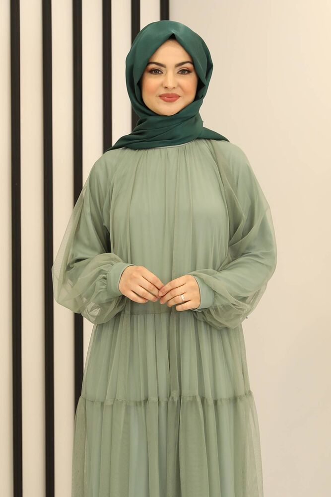 Tüllkleid Relax Abaya Abiye Damen Abendkleid Hijab Kleid Modest Fashion