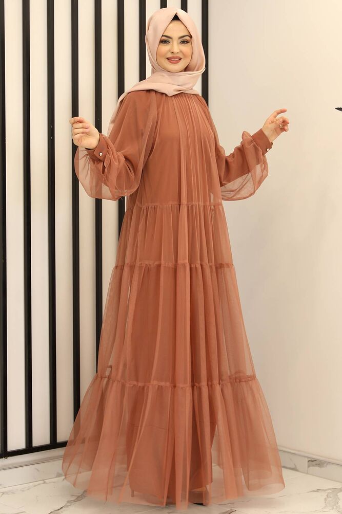 Tüllkleid Relax Abaya Abiye Damen Abendkleid Hijab Kleid Modest Fashion