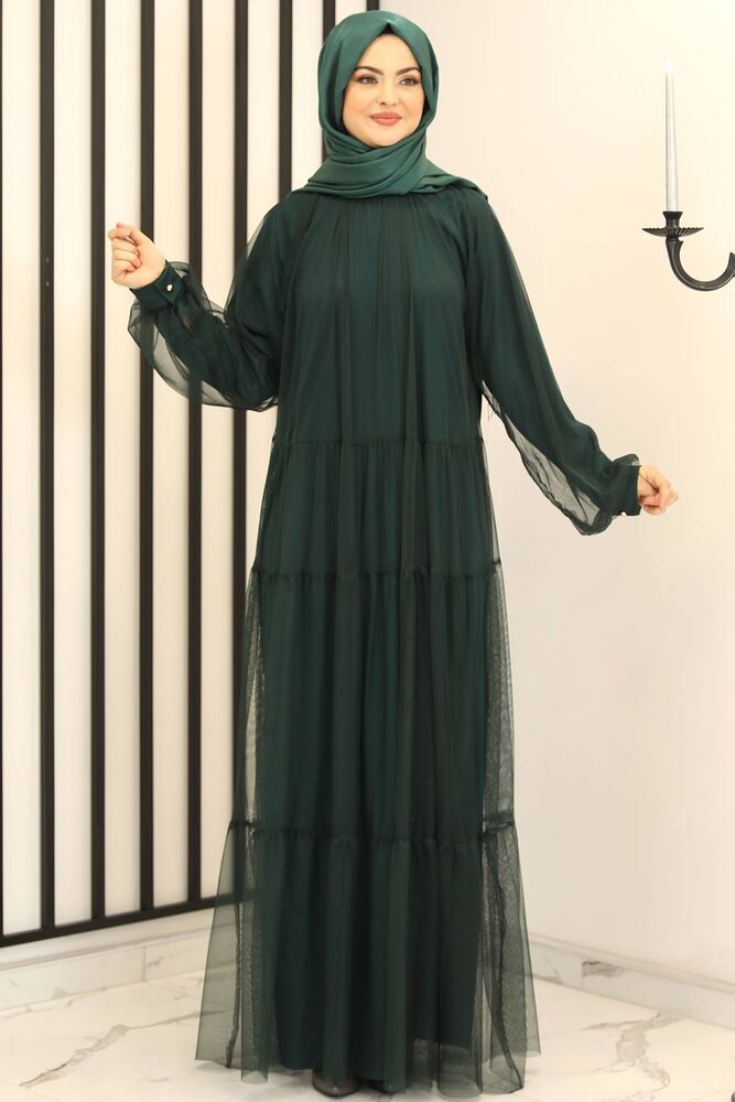 Tüllkleid Relax Abaya Abiye Damen Abendkleid Hijab Kleid Modest Fashion