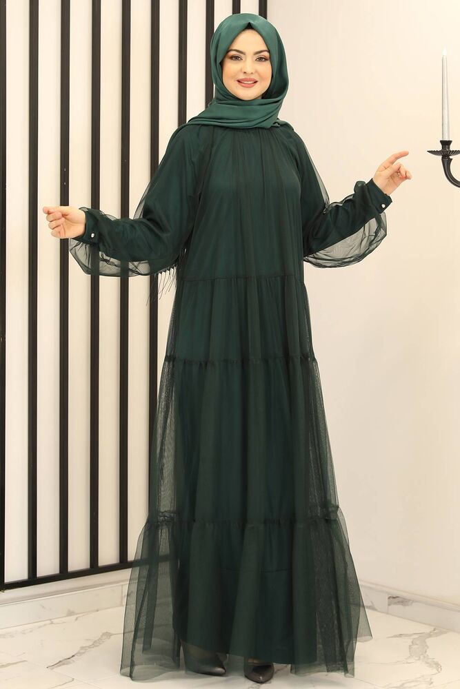 Tüllkleid Relax Abaya Abiye Damen Abendkleid Hijab Kleid Modest Fashion