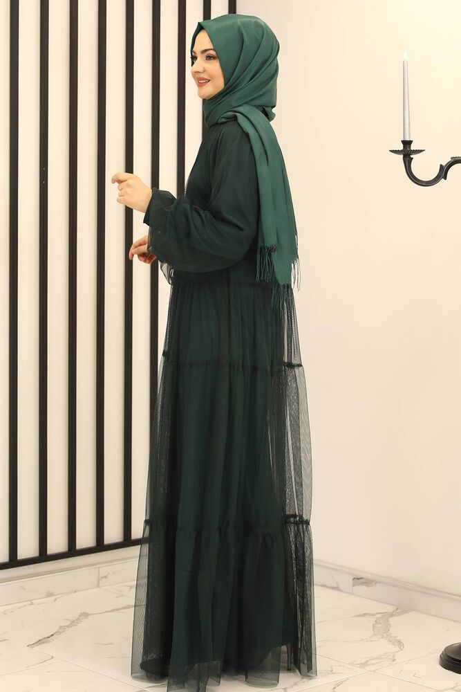 Tüllkleid Relax Abaya Abiye Damen Abendkleid Hijab Kleid Modest Fashion