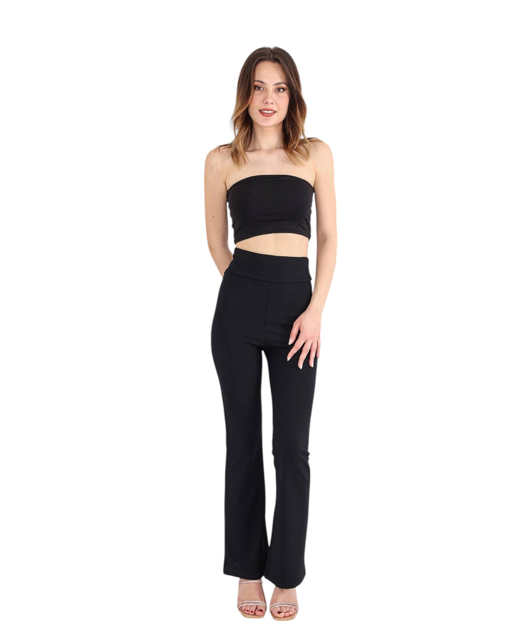 Schlaghose Damen Scuba Hose High Waist - elastisch für Yoga, Freizeit & Abendmode