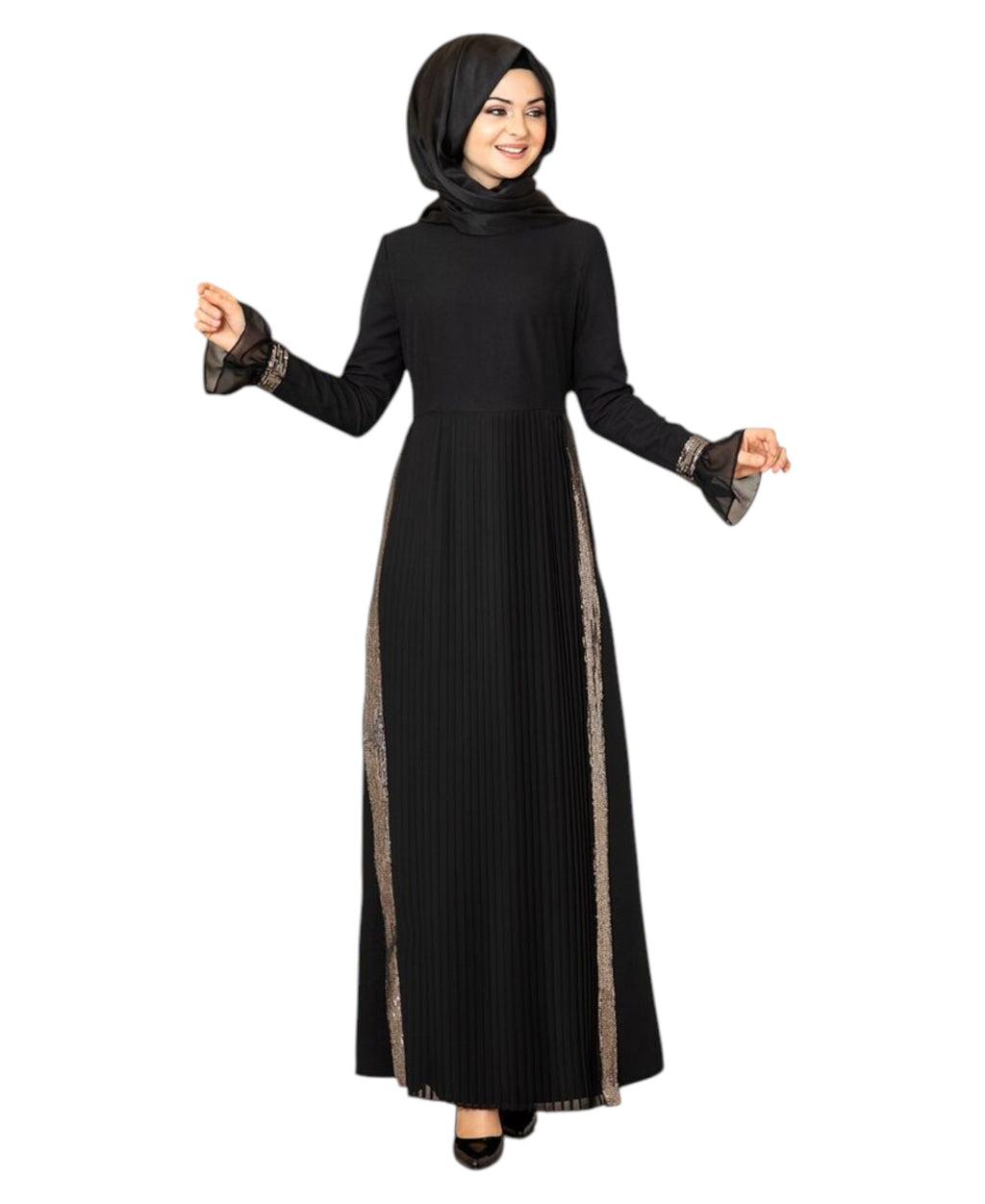 Maxikleid Damen Hijab Abendkleid mit Pailletten Modest Abiye Abaya (EYLÜL)
