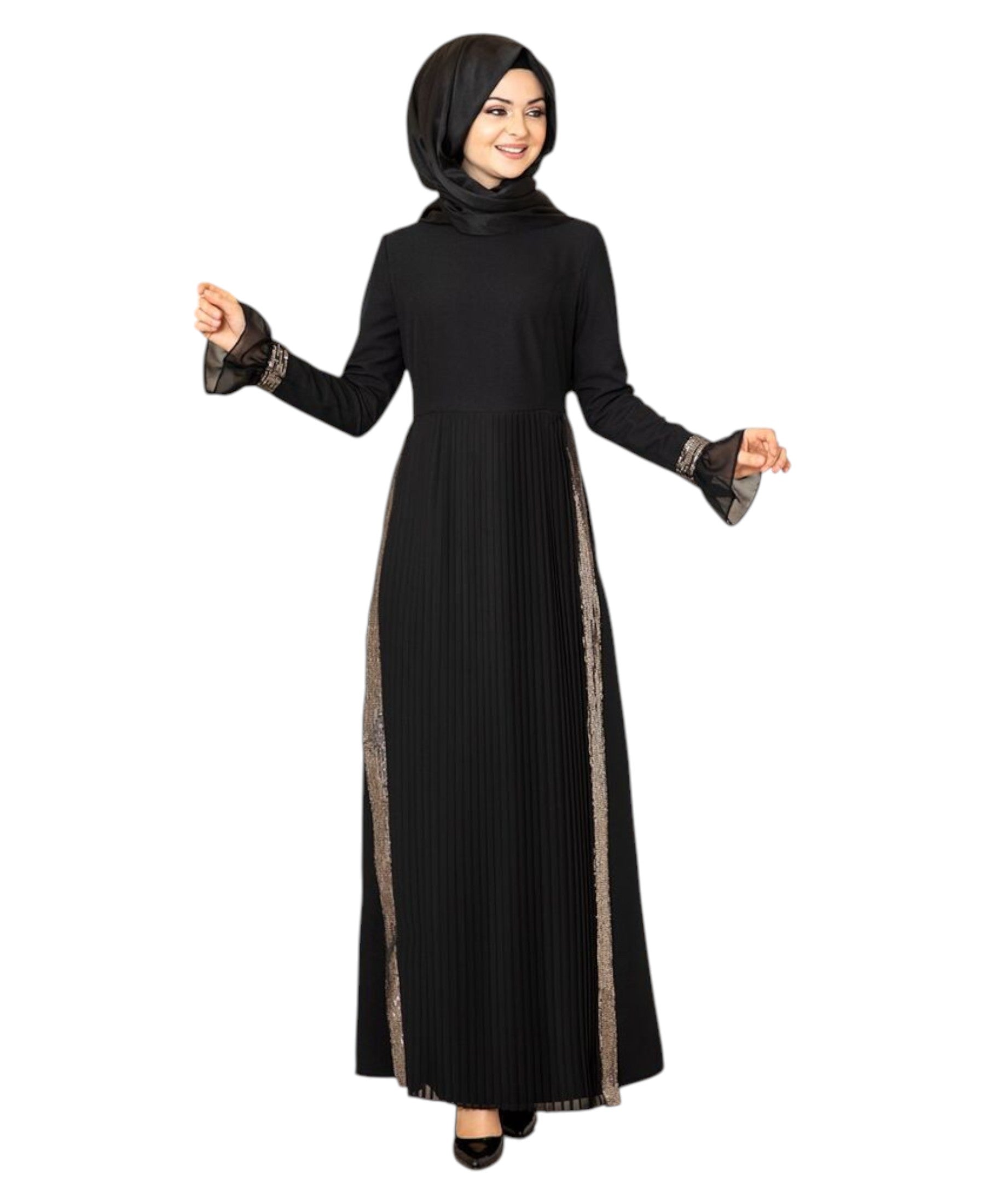 Maxikleid Damen Hijab Abendkleid mit Pailletten Modest Abiye Abaya (EYLÜL)