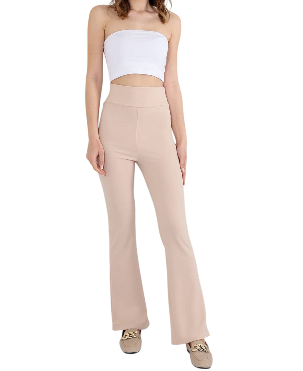 Schlaghose Damen Scuba Hose High Waist - elastisch für Yoga, Freizeit & Abendmode