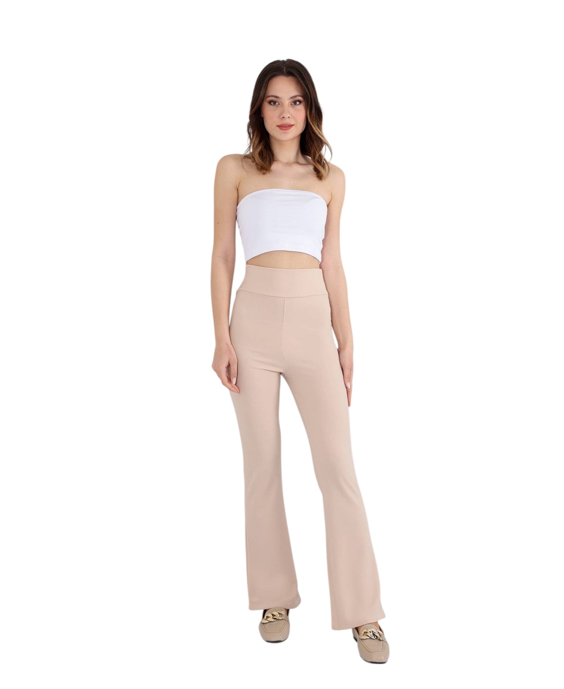 Schlaghose Damen Scuba Hose High Waist - elastisch für Yoga, Freizeit & Abendmode