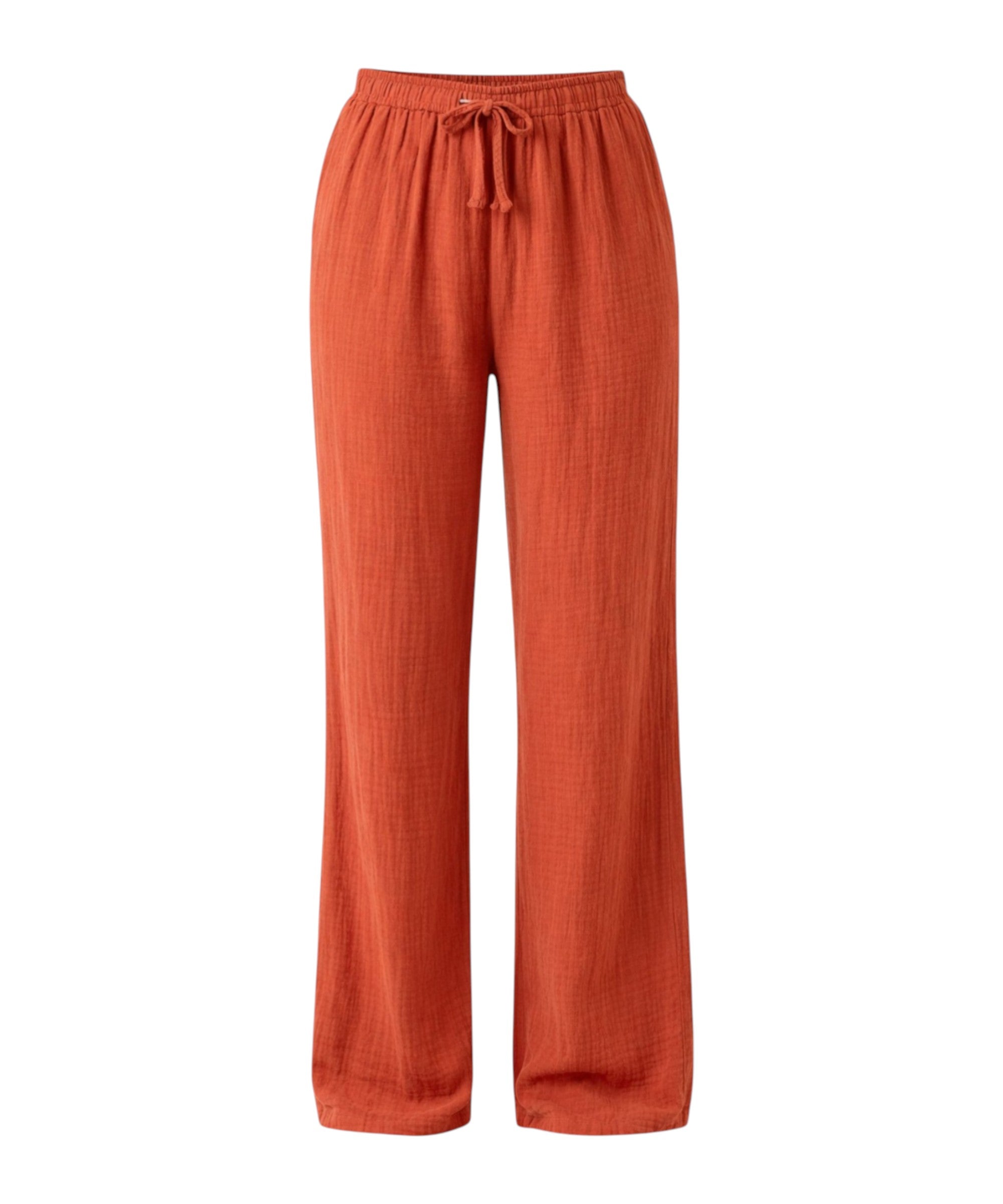 Palazzohose MusselinDamen Sommerhose 100 % Baumwolle, elastischer Bund