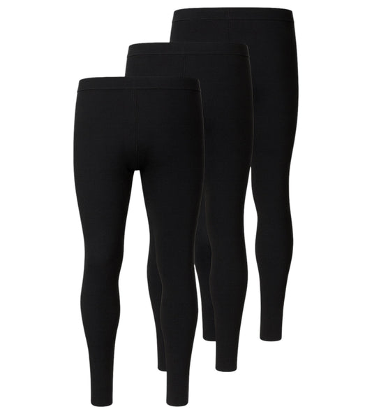Thermoleggings Herren 3er Pack – Gefütterte lange Unterhose, Schwarz