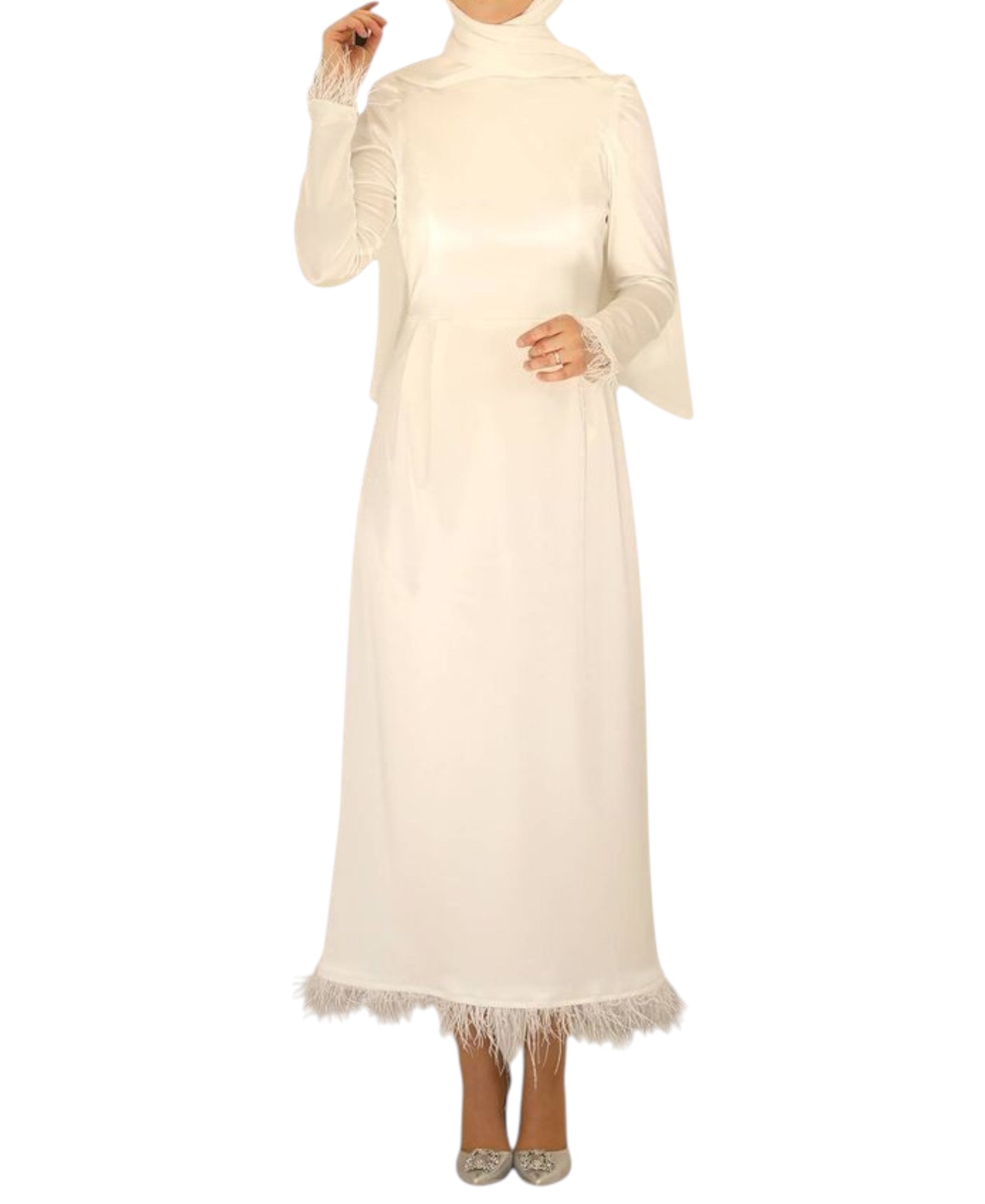 Satinkleid Damen Abendkleid schlicht Abiye Abaya Modest Fashion