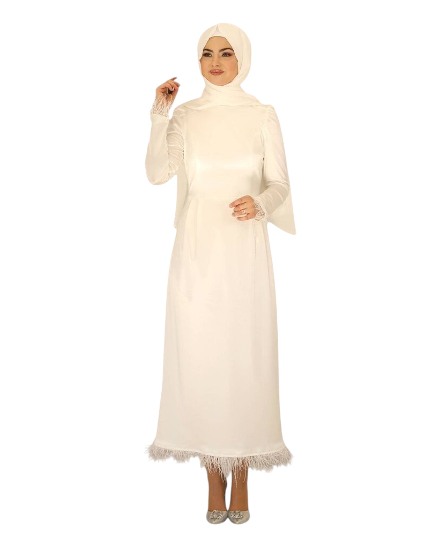 Satinkleid Damen Abendkleid schlicht Abiye Abaya Modest Fashion
