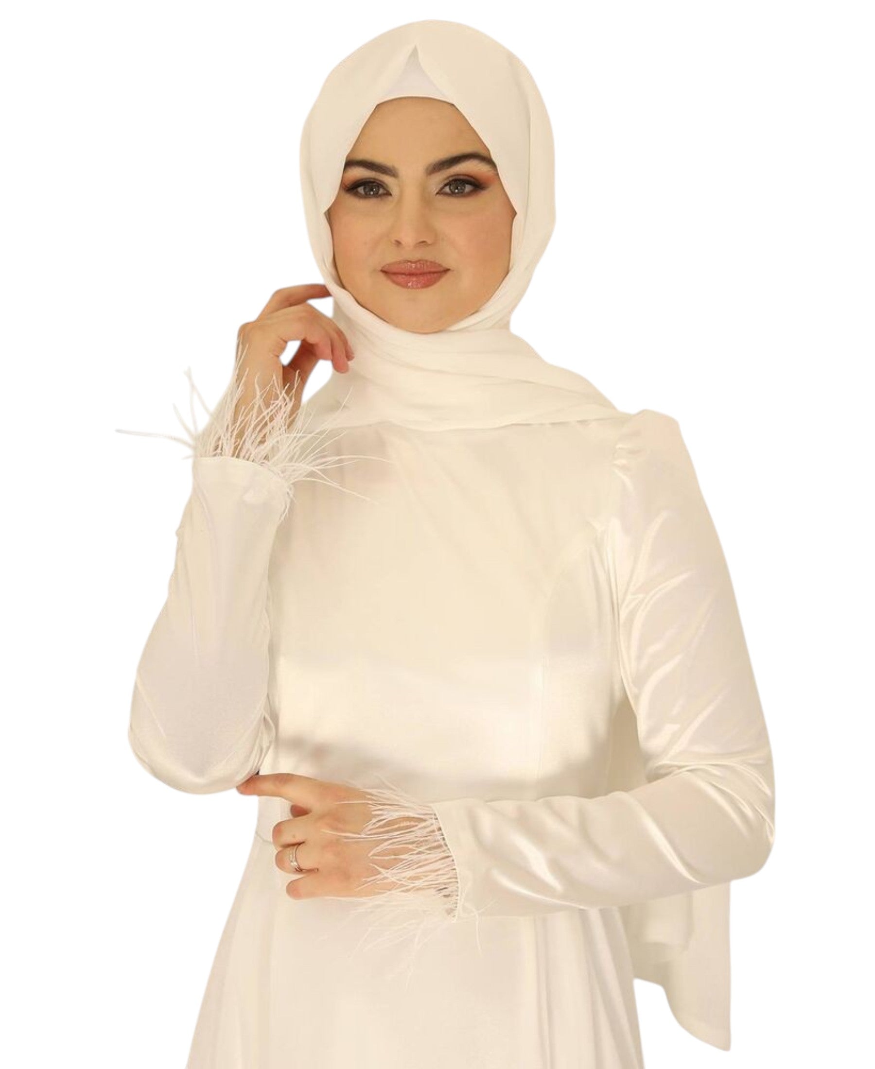 Satinkleid Damen Abendkleid schlicht Abiye Abaya Modest Fashion