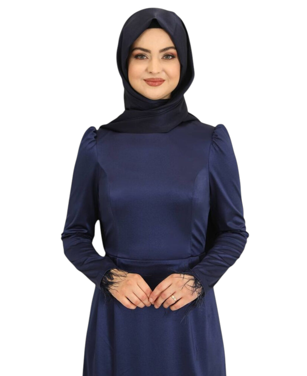 Satinkleid Damen Abendkleid schlicht Abiye Abaya Modest Fashion