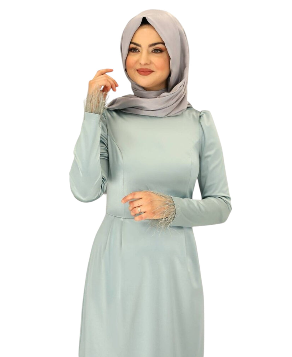 Satinkleid Damen Abendkleid schlicht Abiye Abaya Modest Fashion