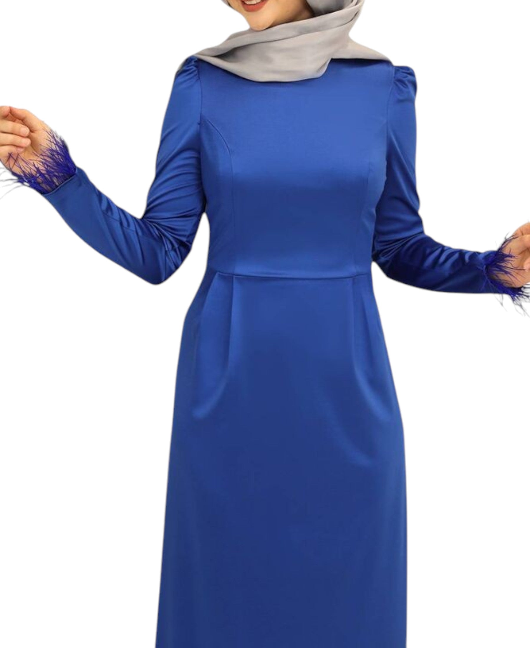 Satinkleid Damen Abendkleid schlicht Abiye Abaya Modest Fashion