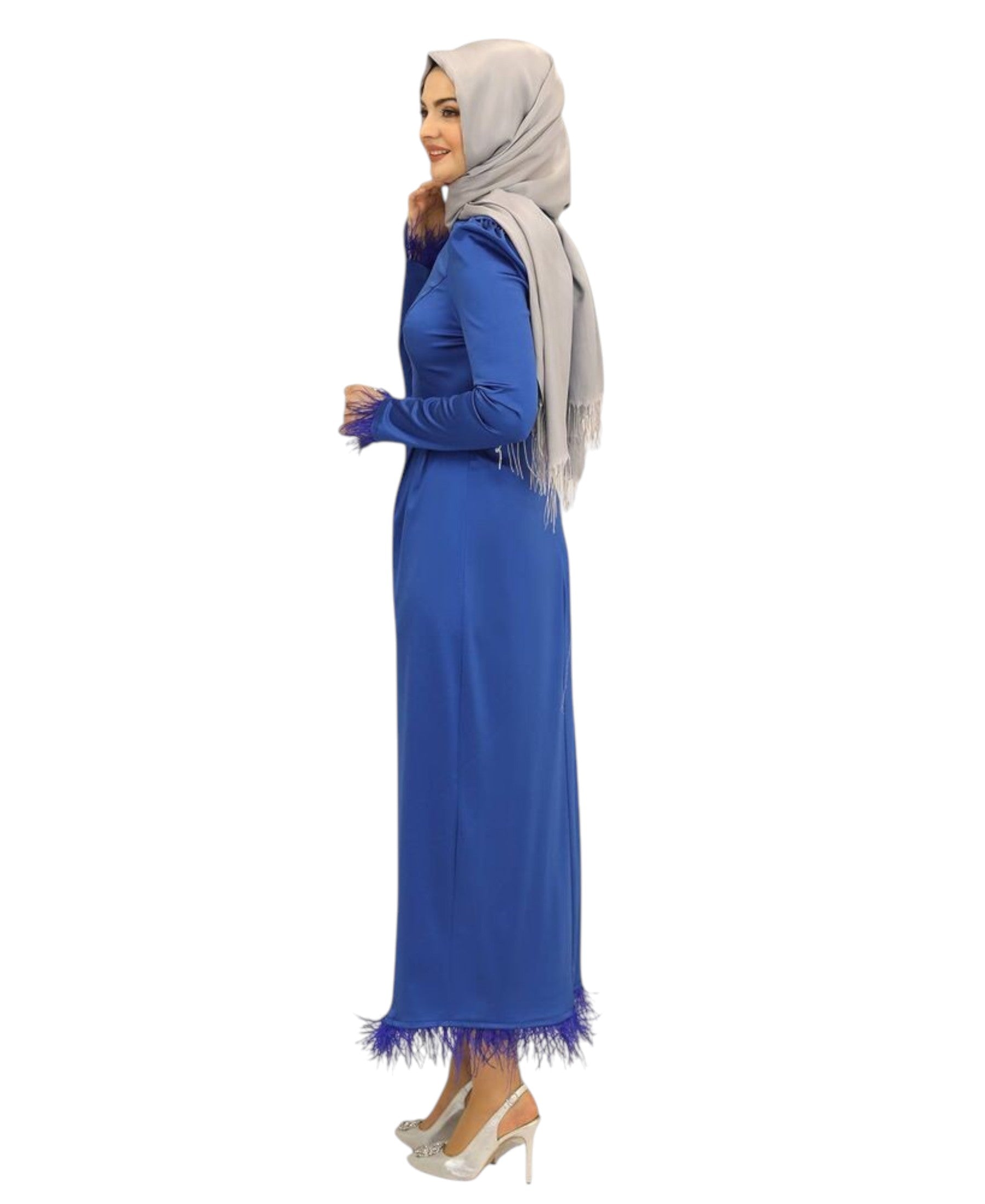 Satinkleid Damen Abendkleid schlicht Abiye Abaya Modest Fashion