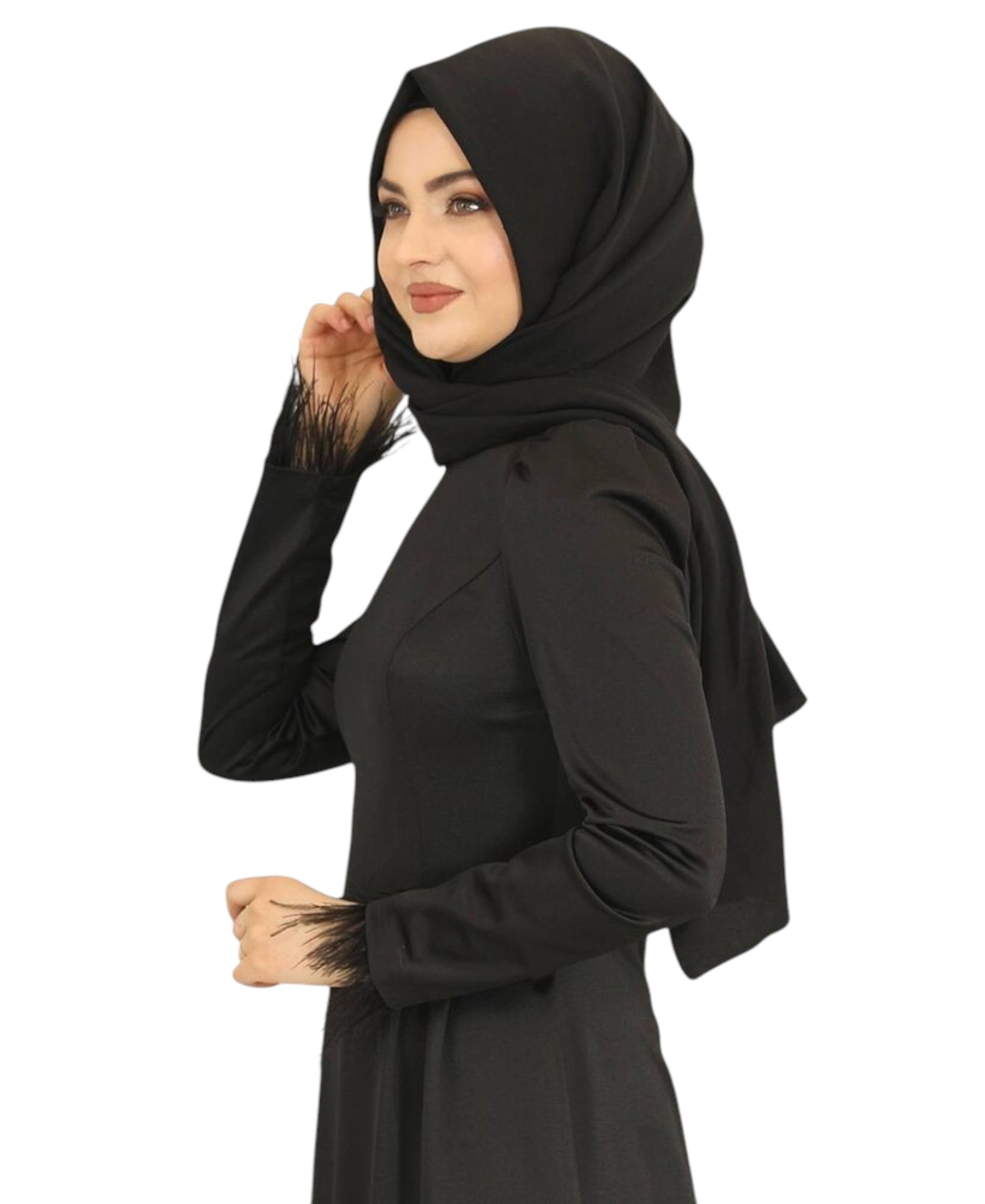 Satinkleid Damen Abendkleid schlicht Abiye Abaya Modest Fashion