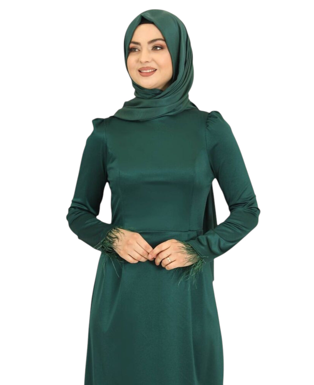 Satinkleid Damen Abendkleid schlicht Abiye Abaya Modest Fashion