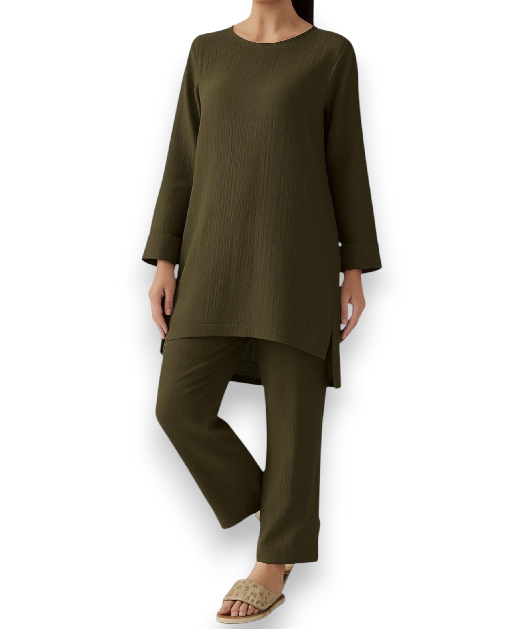 Hosenanzug – Tunika Set aus Musselin, 100 % Baumwolle, Modest Fashion