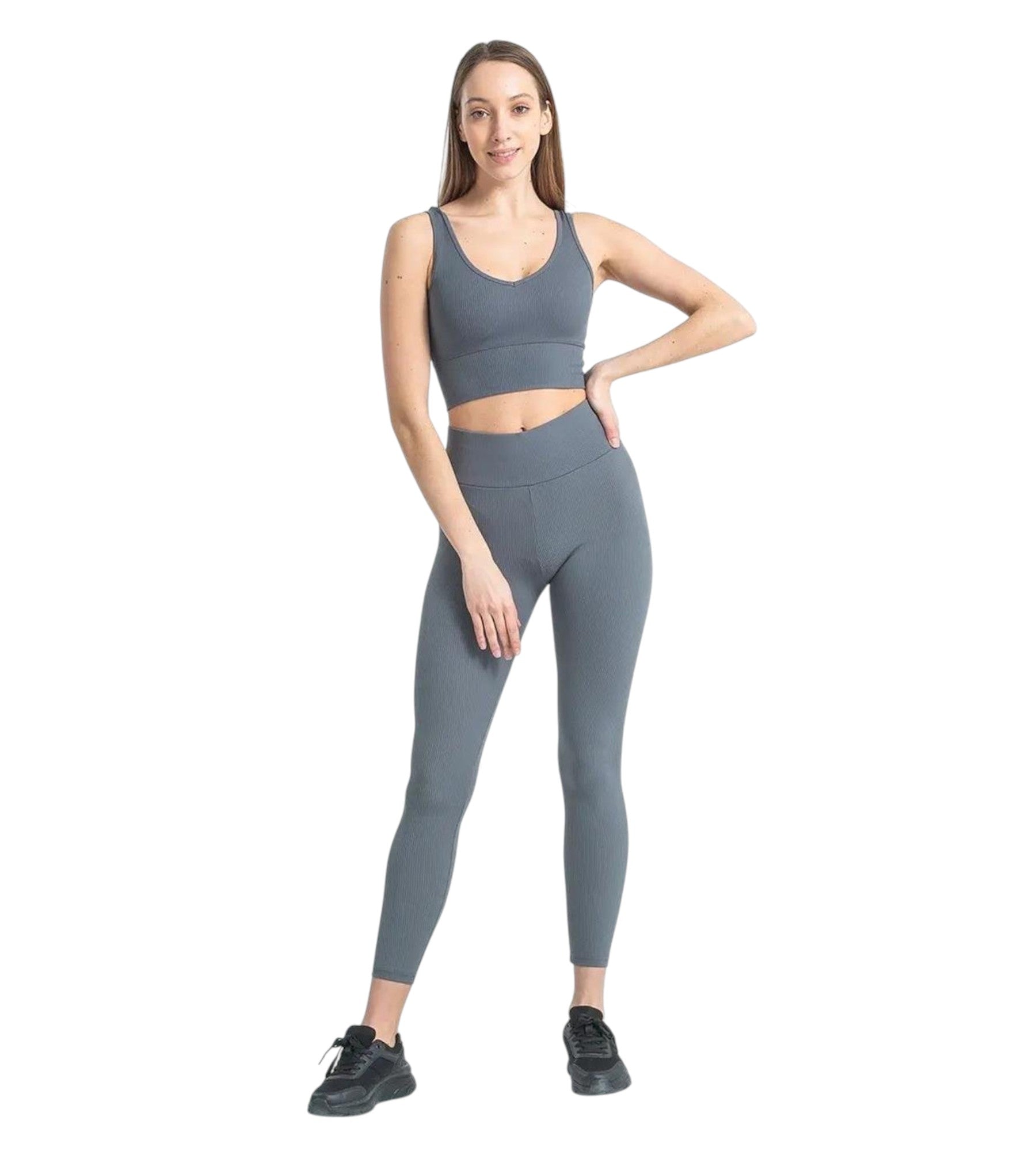 Leggings Damen Sport-Tights mit Shaping-Effekt und engem hohem Bund