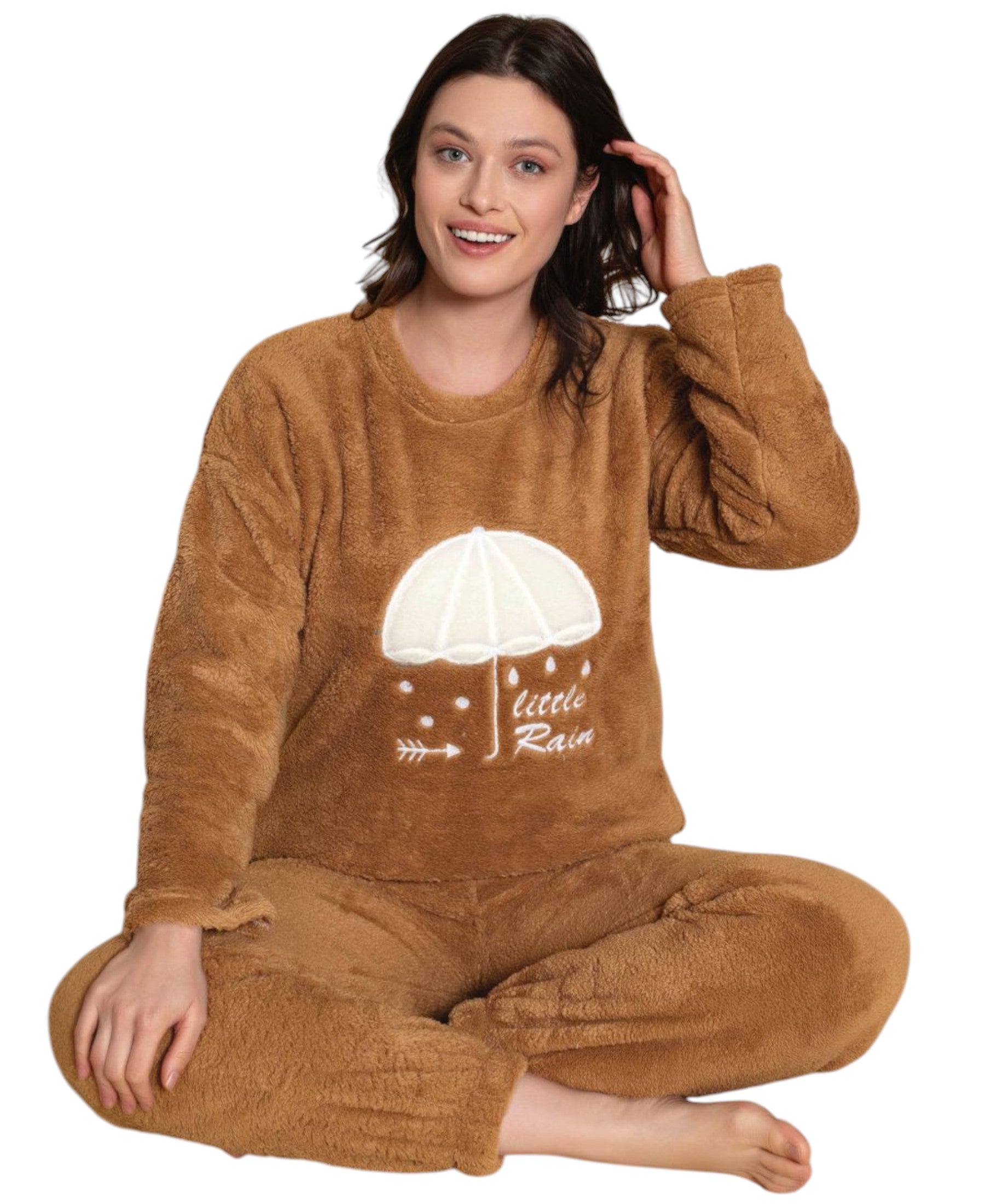 Hausanzug Plüsch Pyjama Damen Winter Schlafanzug 4 Designs