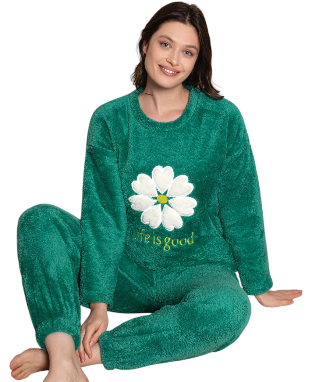 Hausanzug Plüsch Pyjama Damen Winter Schlafanzug 4 Designs