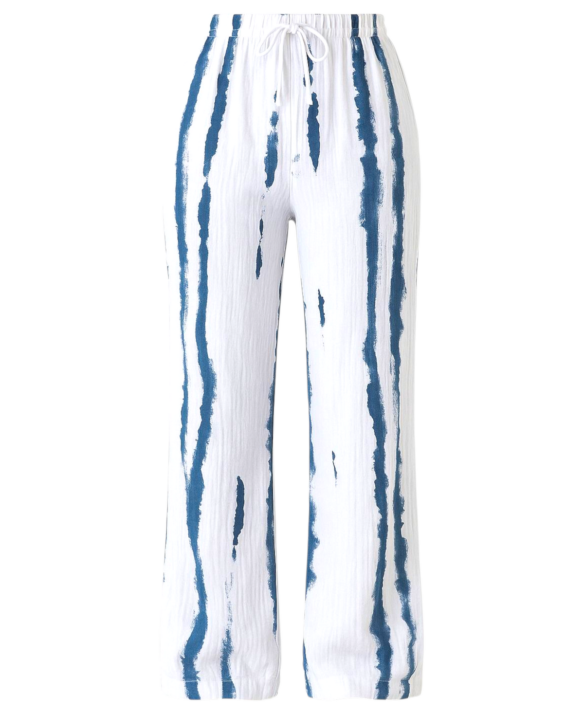 Palazzohose – Musselin, Batik-Druck, 100 % Baumwolle, elastisch, Petrolblau oder Grau