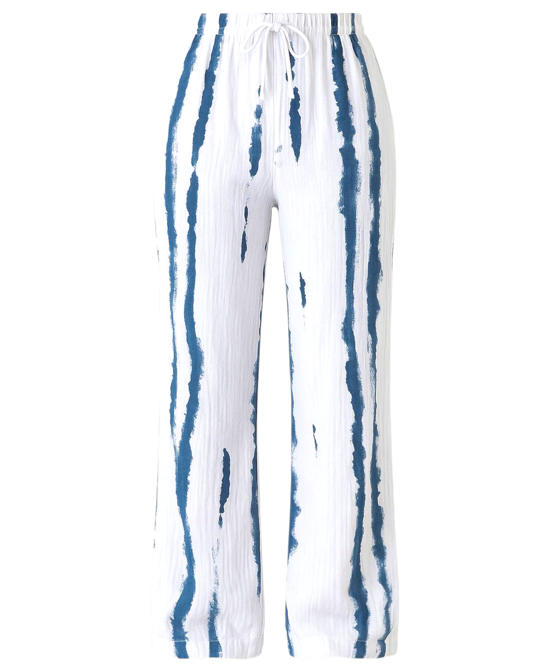 Palazzohose – Musselin, Batik-Druck, 100 % Baumwolle, elastisch, Petrolblau oder Grau