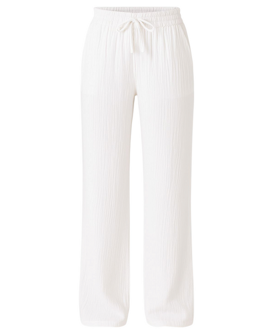 Palazzohose MusselinDamen Sommerhose 100 % Baumwolle, elastischer Bund