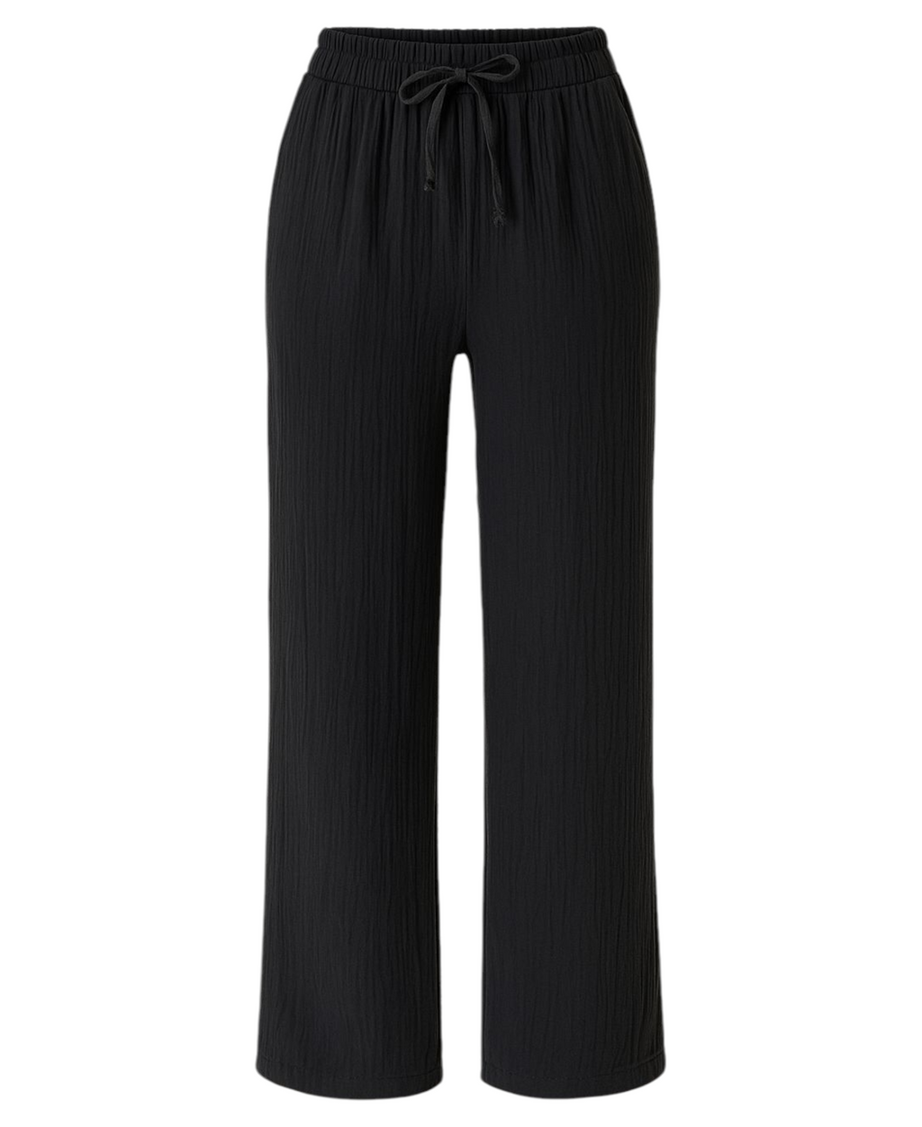 Palazzohose MusselinDamen Sommerhose 100 % Baumwolle, elastischer Bund