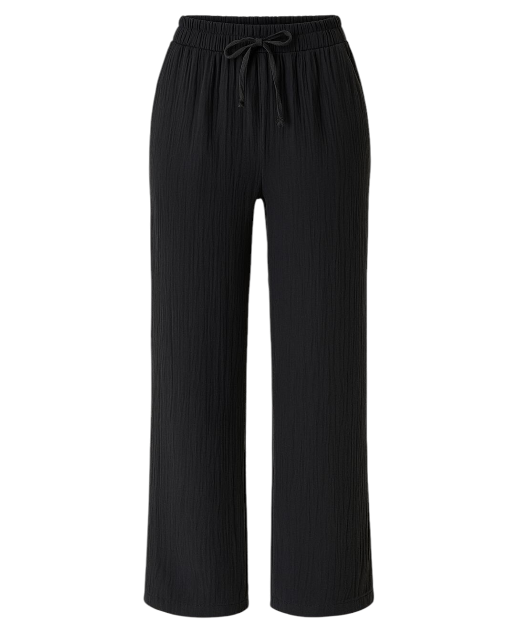 Palazzohose MusselinDamen Sommerhose 100 % Baumwolle, elastischer Bund