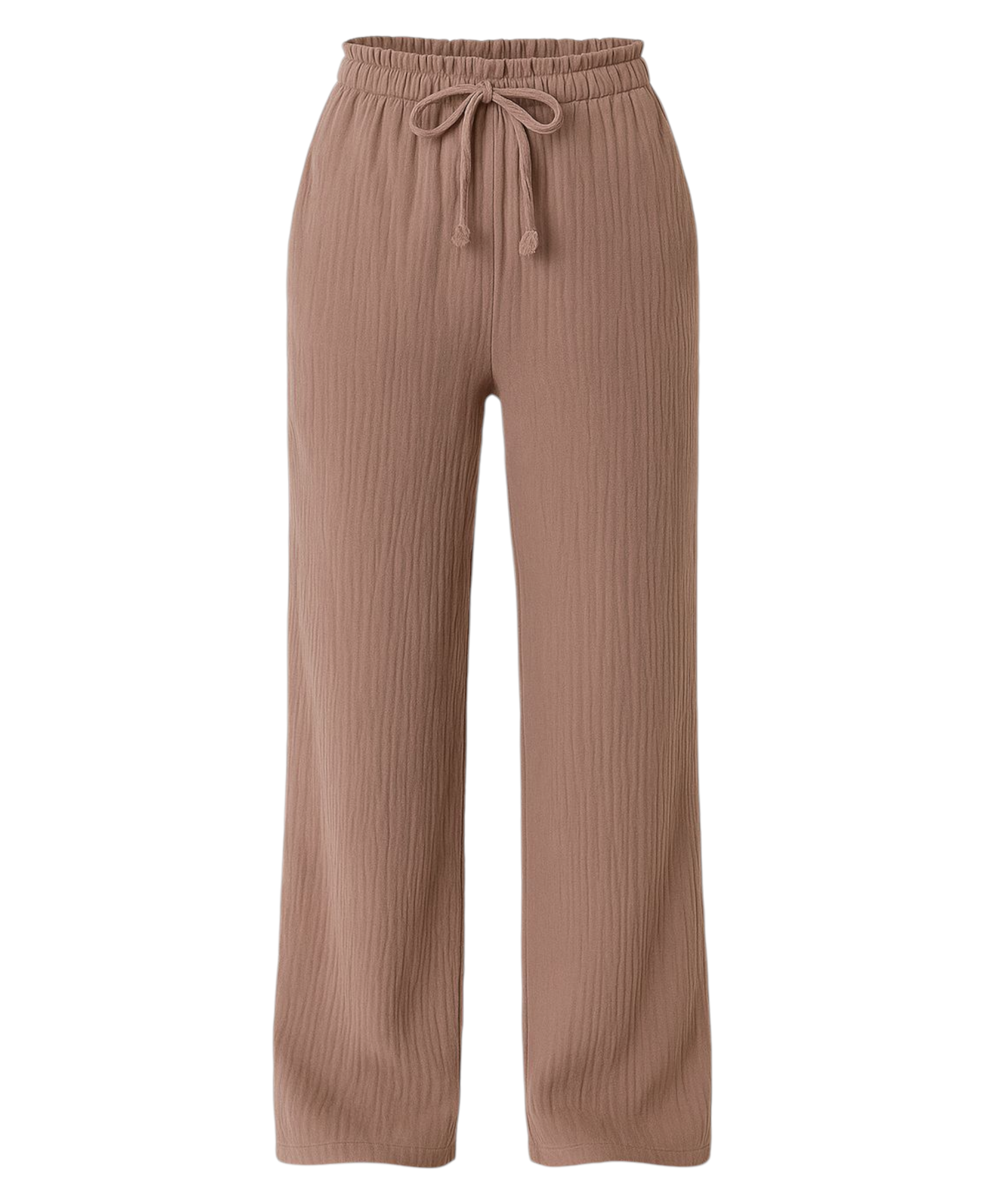 Palazzohose MusselinDamen Sommerhose 100 % Baumwolle, elastischer Bund